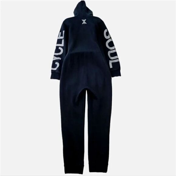 SoulCycle One Piece Zippered Hoodie Sweatshirt Jumpsuit in Black Size Medium - Picture 9 of 13